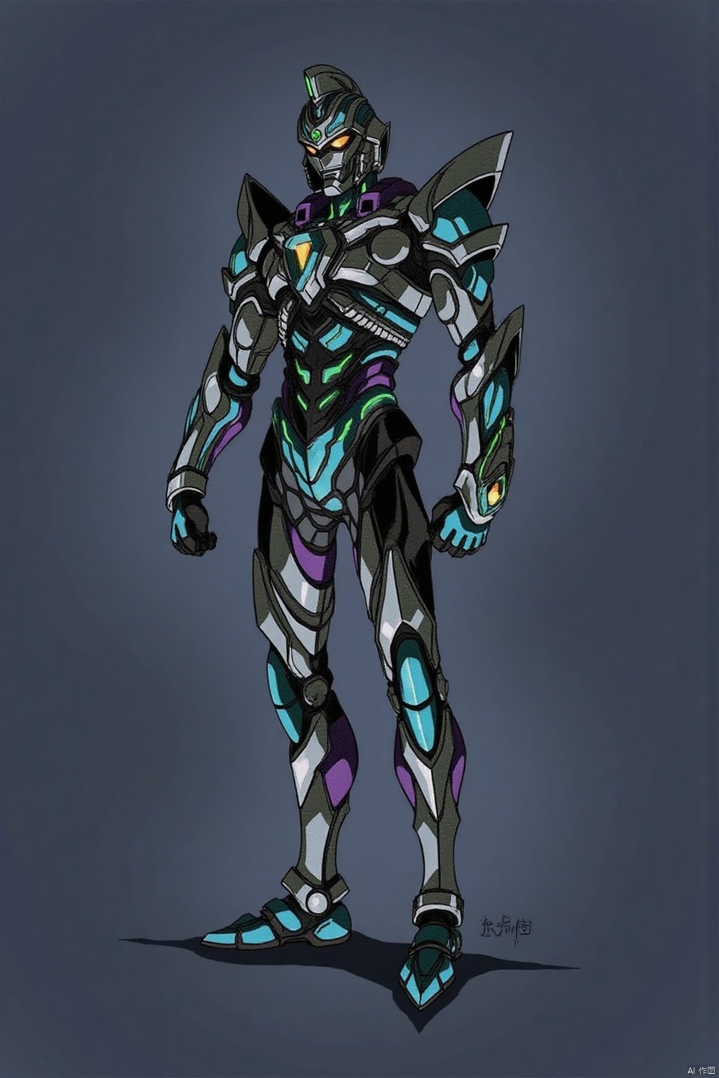 ultraman,bodysuit,gloves,legwear,boots,cover,mask,plugsuit,armor,bodysuit,pattern on body,tight-fitting,helmet,leather suit,latex,tokusatsu,no humans,science fiction,hard mask,no smile,no eyes,no nose,solo,rubber bodysuit with line,alien,Gridman