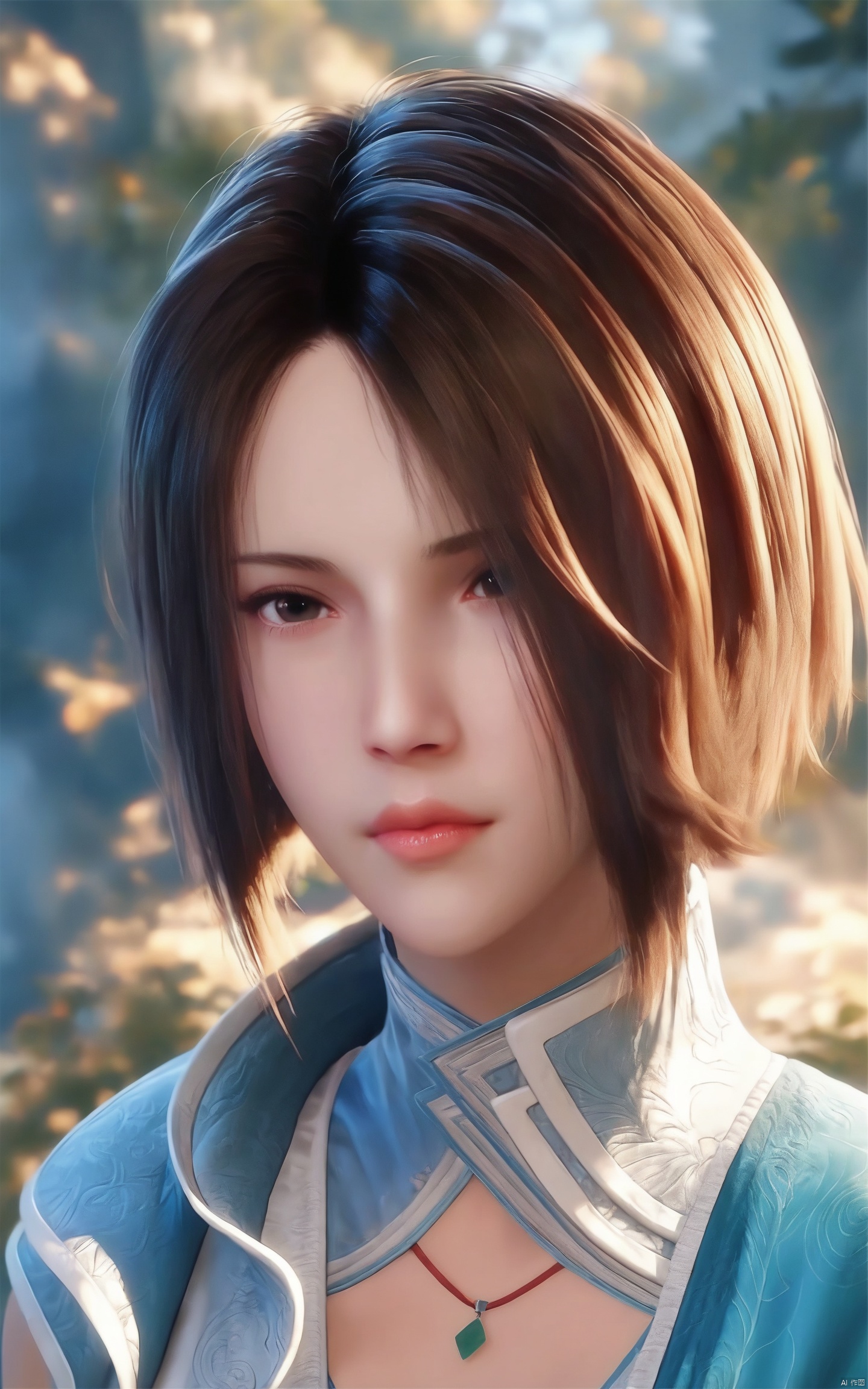 score_9, score_8_up, score_7_up,highly detailed digital,CG,1girl, solo, short hair, breasts, brown hair, closed mouth, black eyes, lips, portrait,