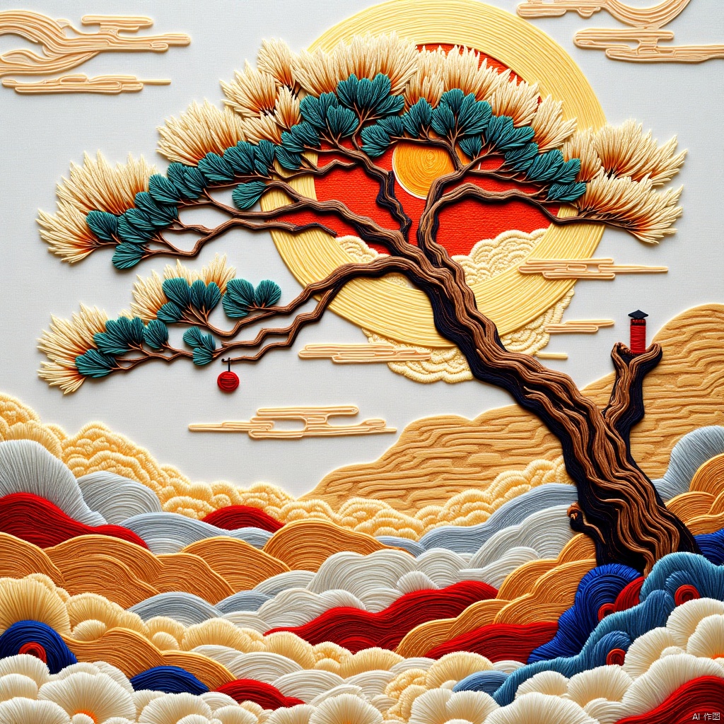 Sunset,  desert,  a big pine tree by 嘉嘉 on Tensor.Art