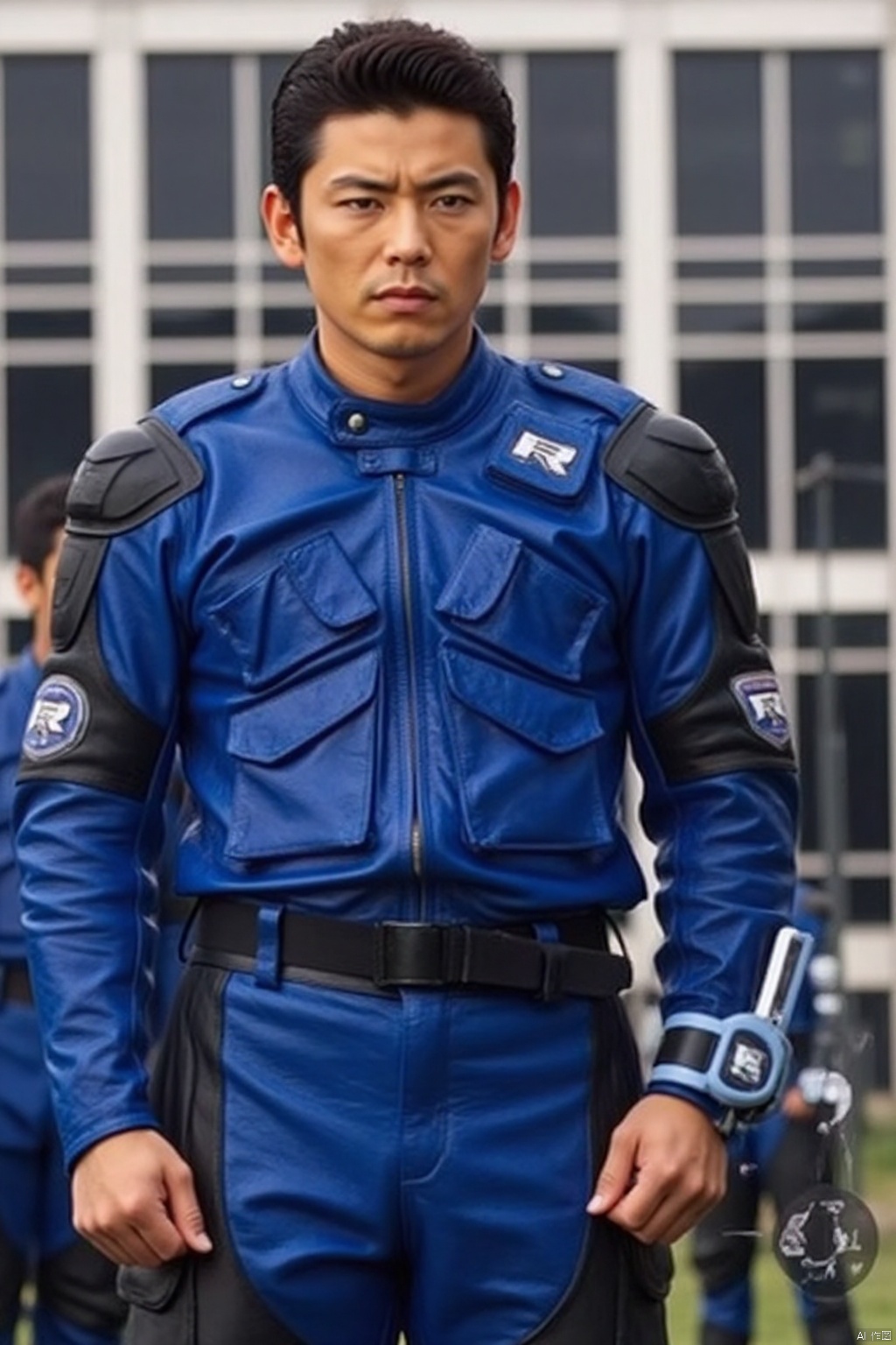 night raiders,collar,belt,logo,uniform,jacket,pants,gloves,boots,emblem,blue jacket,blue pants,