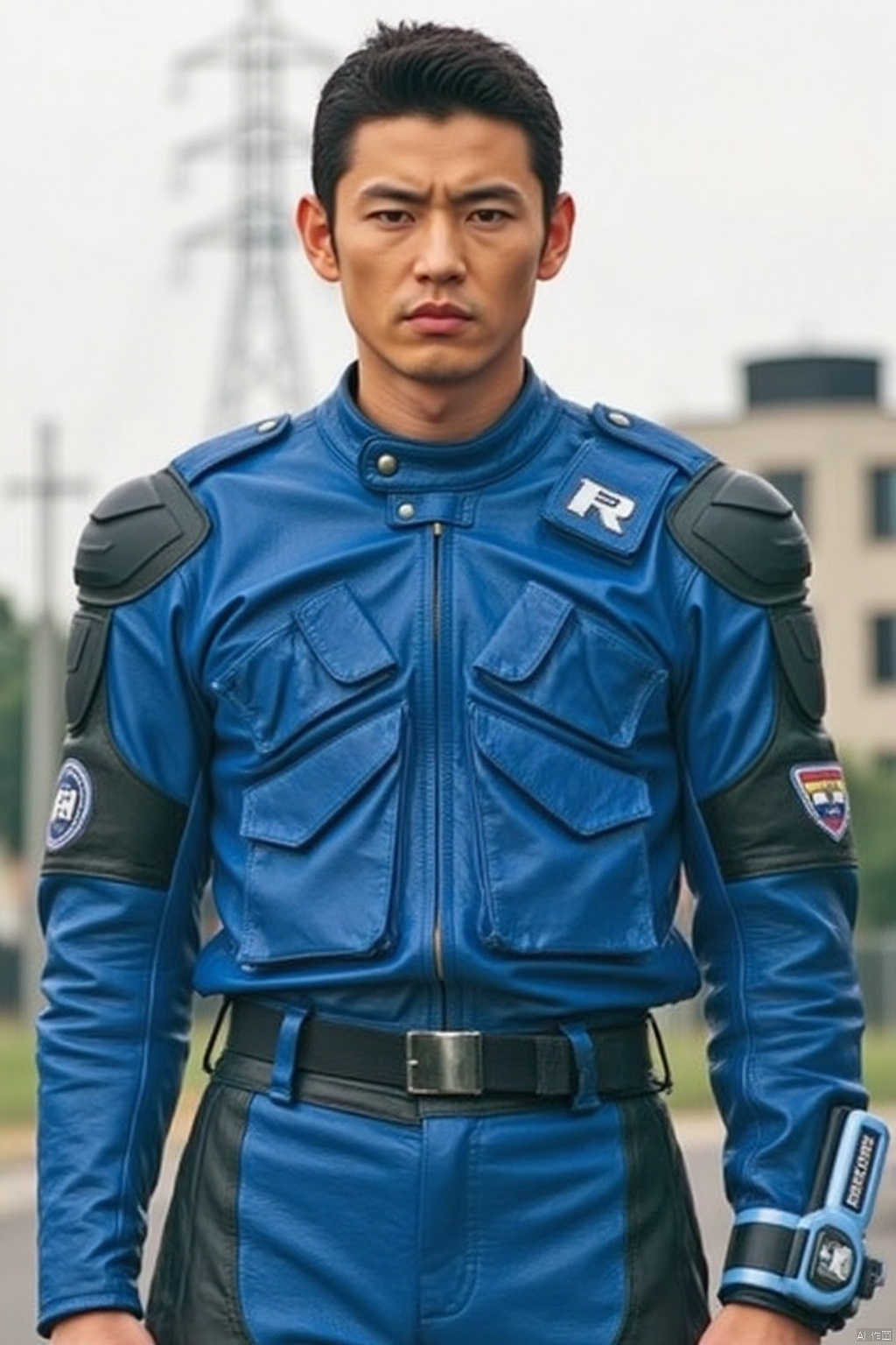 night raiders,collar,belt,logo,uniform,jacket,pants,gloves,boots,emblem,blue jacket,blue pants,