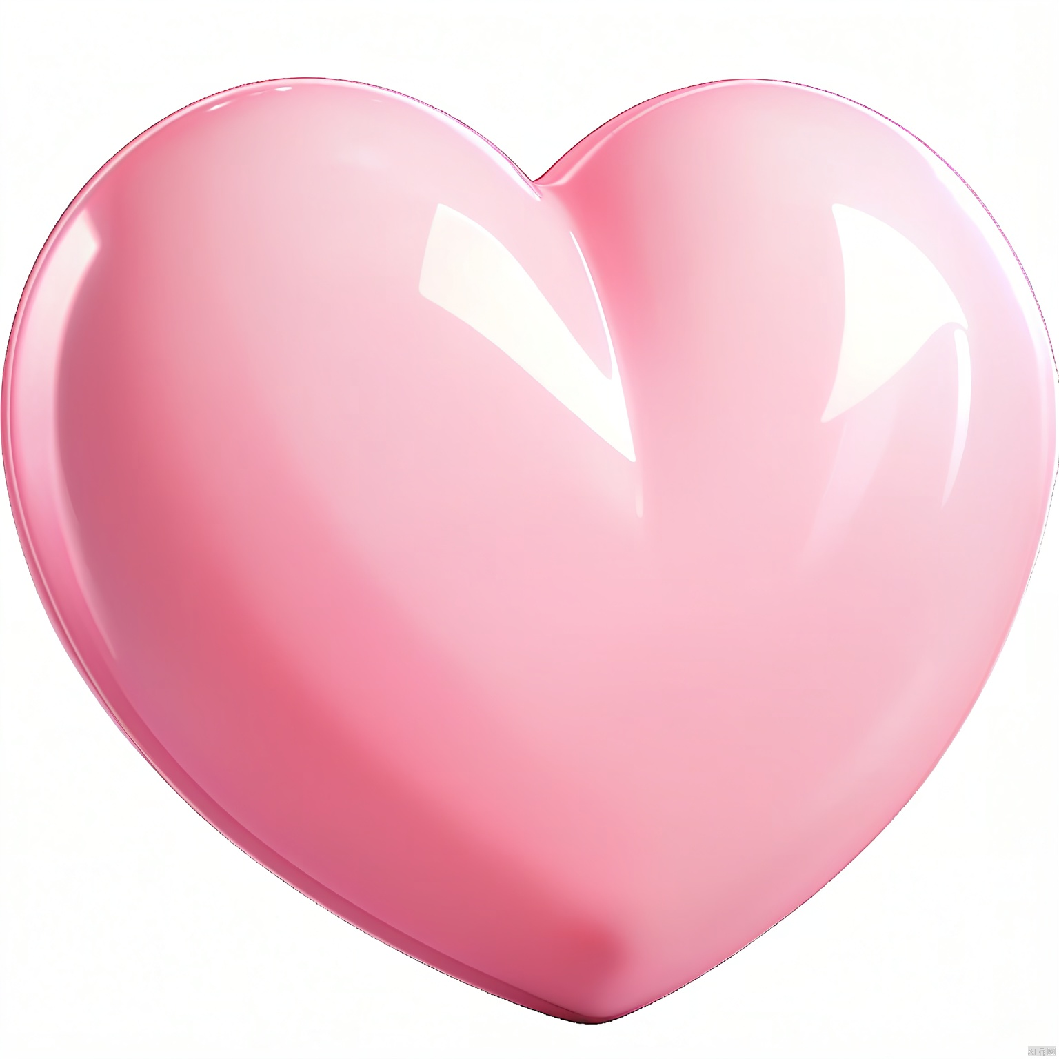 AXYS, A high-quality, 3D-rendered image of a glossy, pink heart-shaped object. The heart is smooth and reflective, with a shiny, almost plastic-like texture. The lighting creates a soft, glowing effect on the surface, with highlights and reflections that give it a realistic, three-dimensional appearance. The background is plain white, emphasizing the heart as the central focus of the image. The overall aesthetic is clean and modern, with a minimalist design. The heart has a slight curve at the top, adding to its three-dimensional look. The image is crisp and clear, with a high level of detail.