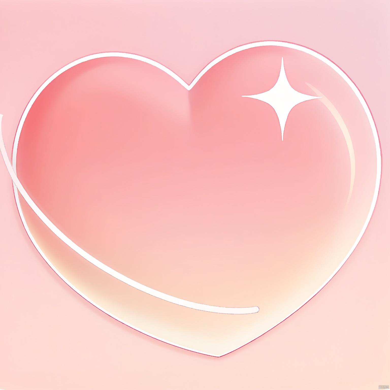 AXYS, A digital illustration featuring a large, heart-shaped object with a gradient of pink and red hues, positioned in the center. The heart has a soft, glowing effect, with a bright, white star on its left side and a smaller, white star on its right side. A thin, pink line curves around the heart, forming a whimsical, circular shape. The background is plain white, and the overall style is simple and minimalistic. The image has a light, airy feel, with a subtle sparkle effect around the stars. The illustration has a romantic and dreamy aesthetic.