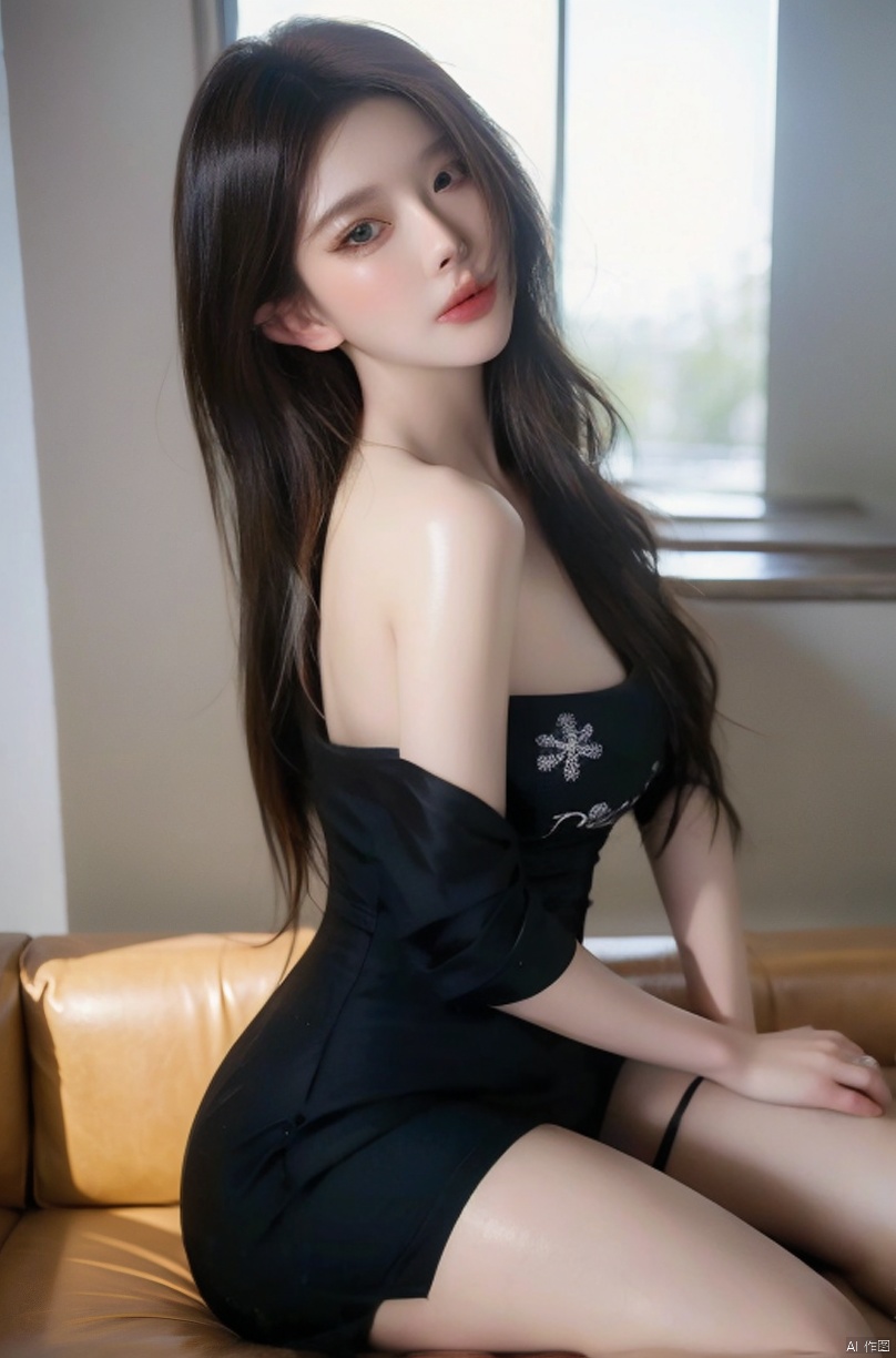 Masterpiece, Best Quality, Ultra Detailed, Extremely Detailed CG, Illustration, Detail Light, Extremely Detailed and Beautiful, Depth of Field, View from the Bottom, {Masterpiece}, {Best Quality}, {1girl}, Stunning, Beautiful Detail Eyes, Solo, Fine Detail, Depth of Field, Private Photos, Extremely Detailed CG, (Breast Grip), 1 Girl, (Model: 1.2), (Mature Girl), (Chibi), Cute, (Naughty Face: 1.2), (Full Face Blush), Yellow Eyes, Bangs, Bare Shoulders, long hair, original, snowflakes, extremely detailed wallpapers, {{highly detailed skin}}, {{messy_hair}}, {small_breasts}, {{Longuette},{Yellow Eyes}, medium shot, full body, perfect body, delicate facial features, flowing hair, gorgeous bed, sofa, stool, sexy, translucent, backless, off-the-shoulder, (in erotic lingerie: 1.2), (translucent: 1.3), ruffles, (Breasts: 1.3), Perfect Boobs, Perfect, Perfect Body, (Thick Thighs: 1.2), ((Slim: 1.2)_thighs), Slim, Slit Sleeves, Burst Breasts, (Breasts Exposed), (Blush), Kneel on One Knees, With Your Back to the Audience, Tsurime, (Shy), fishnets,selfie, office lady, (china dress), black corset
