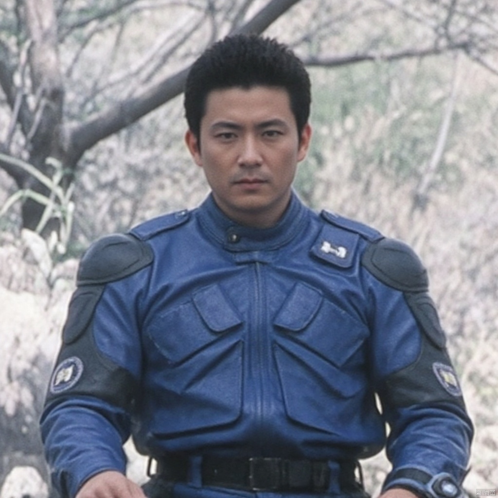 night raiders,collar,belt,logo,uniform,jacket,pants,gloves,boots,emblem,blue jacket,blue pants,
full_body