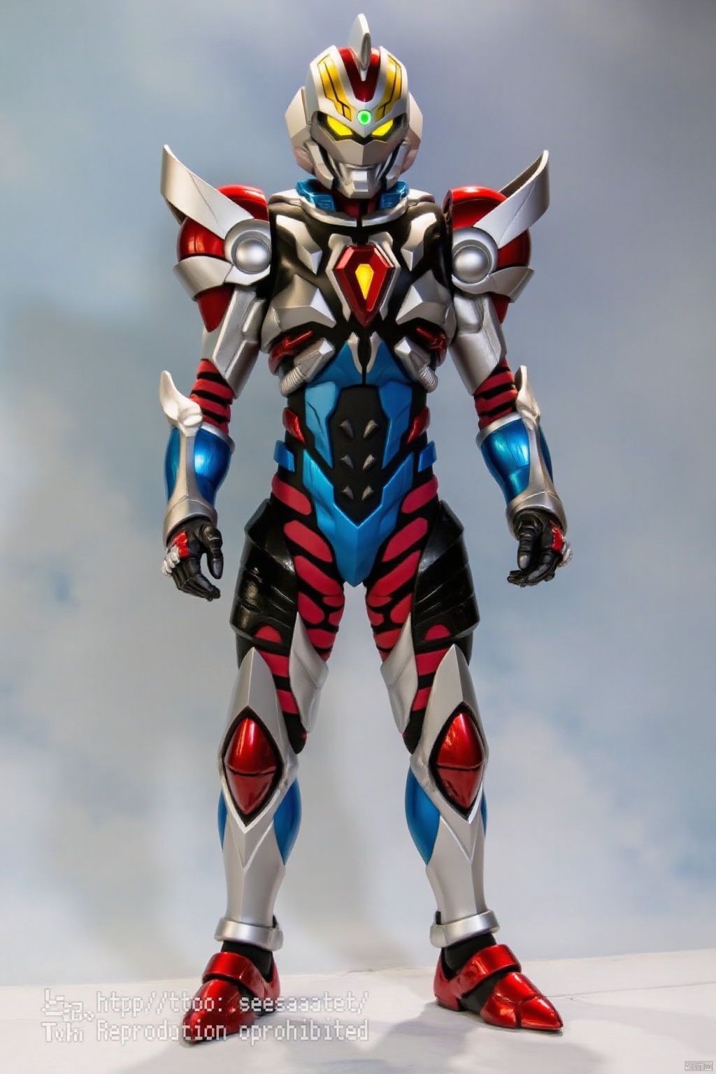ultraman,bodysuit,gloves,legwear,boots,cover,mask,plugsuit,armor,bodysuit,pattern on body,tight-fitting,helmet,leather suit,latex,tokusatsu,no humans,science fiction,hard mask,no smile,no eyes,no nose,solo,rubber bodysuit with line,alien,Gridman