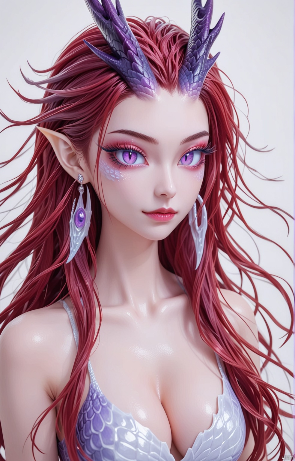 1girl,  Long red hair,  powder eye shadow on Tensor.Art