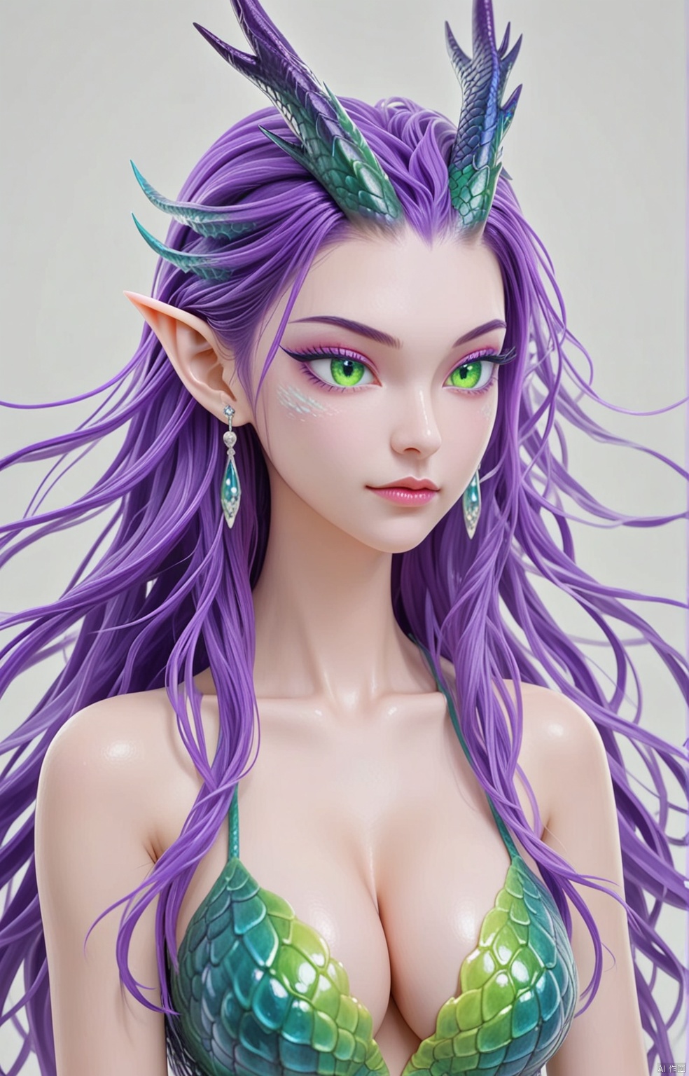 1girl,  Long Purple hair,  powder eye shadow on Tensor.Art