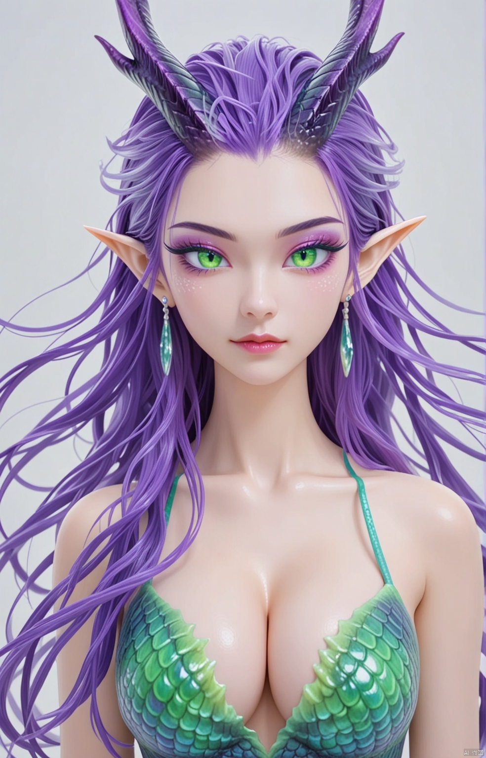 1girl,  Long Purple hair,  powder eye shadow on Tensor.Art