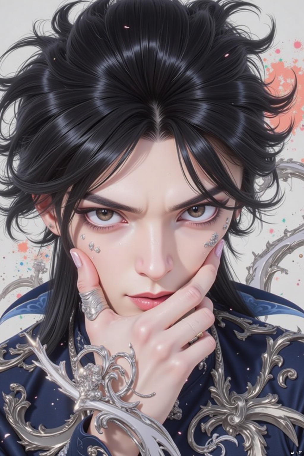 solo, black hair, 1boy, 