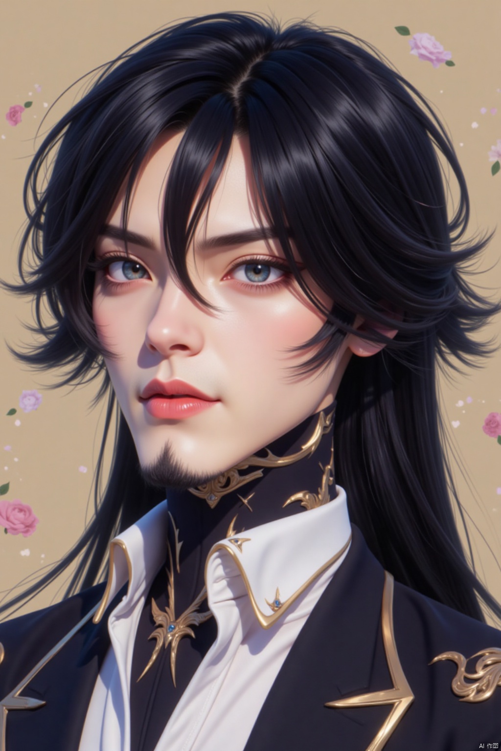 solo, black hair, 1boy, 