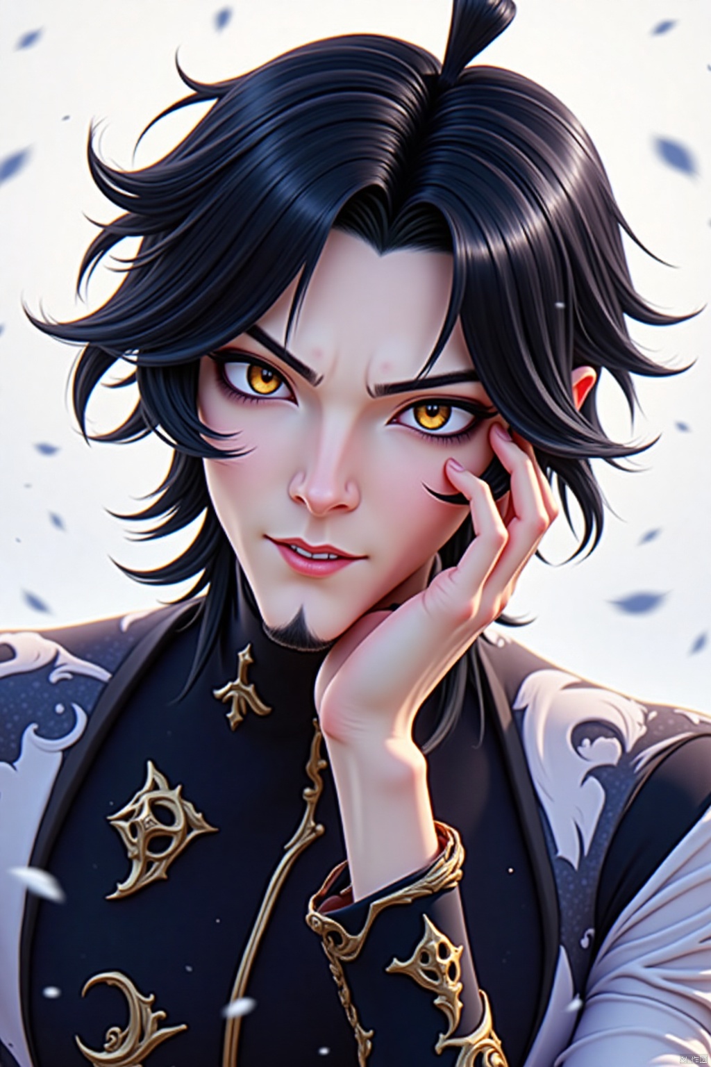 solo, black hair, 1boy, 