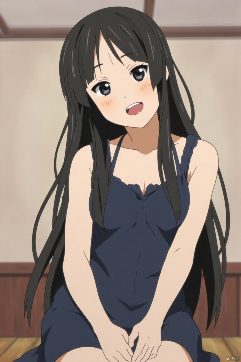 1girl, solo, long hair, laughing