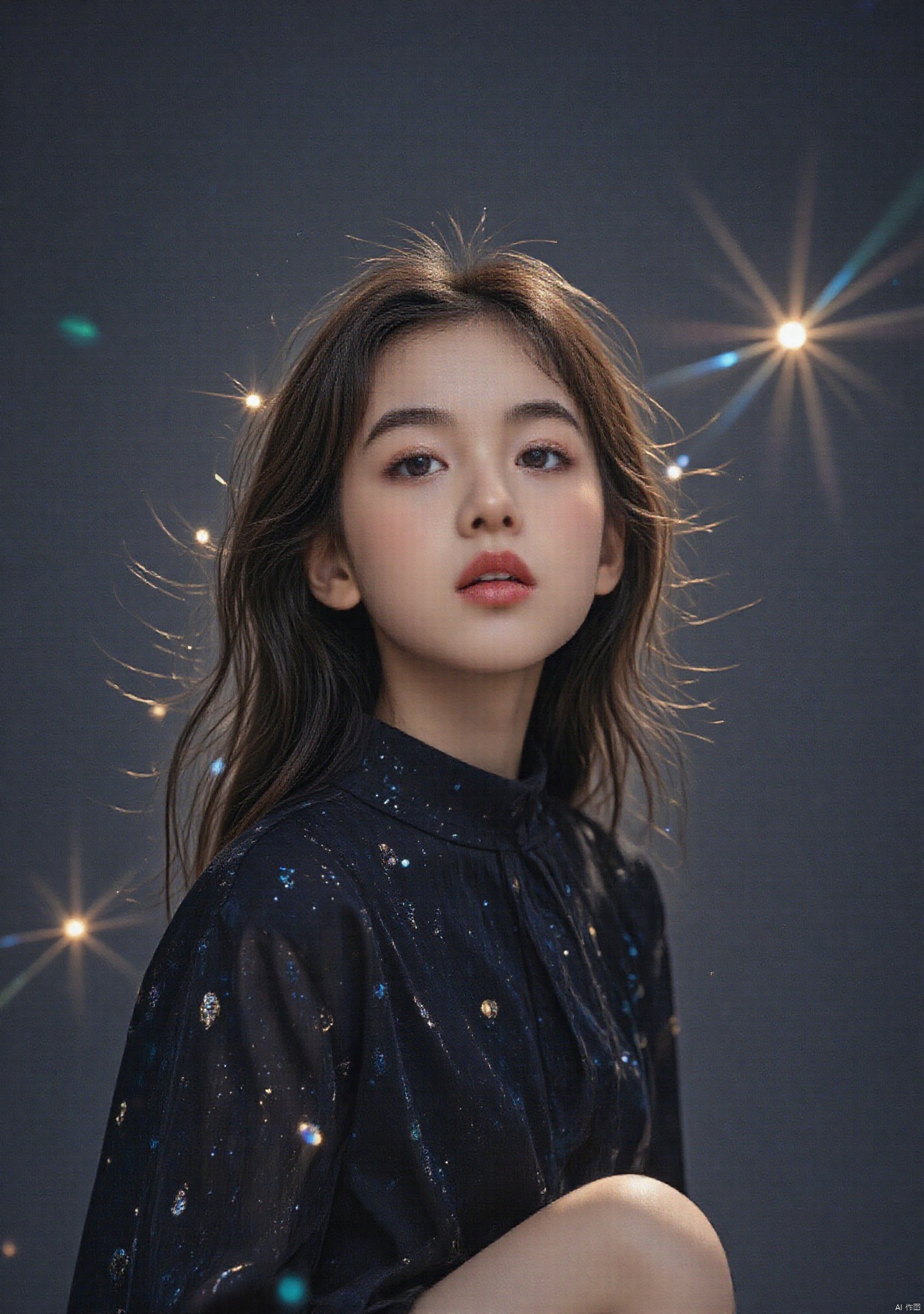 kodak film\(hubgstyle)\,Stunning fantasy model. Midnight radiance