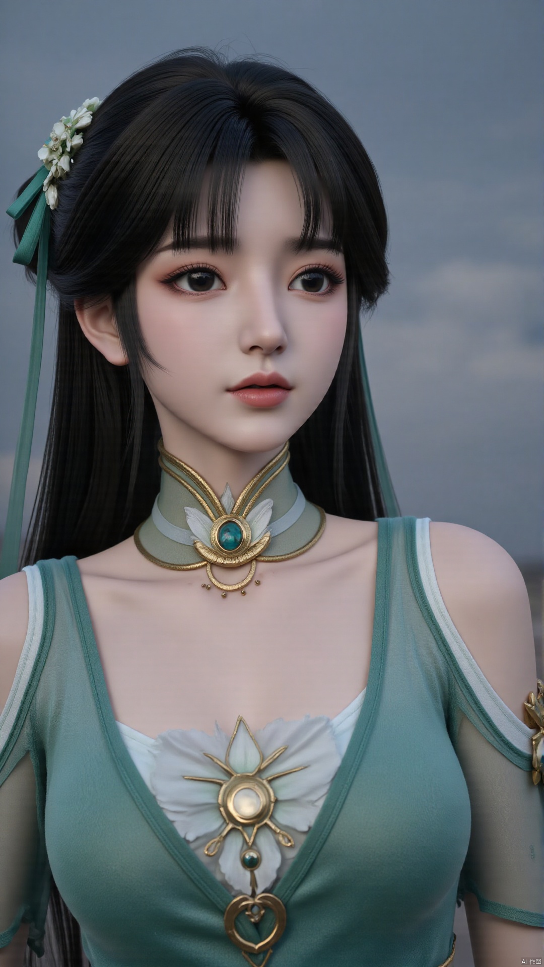  a asian woman, sexy long hair, charming and seductive temperament, distant close-up, golden ratio, movie texture, minimalism, high-end feeling, strong contrast between cold and warm, outdoor scenes, 