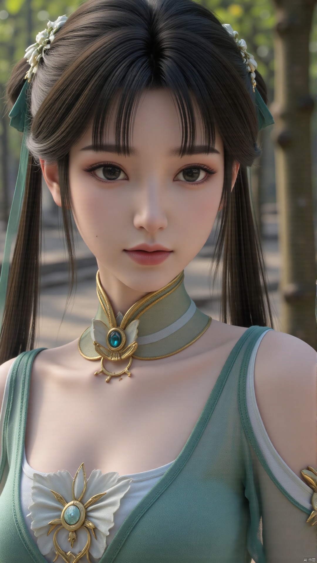  a asian woman, sexy long hair, charming and seductive temperament, distant close-up, golden ratio, movie texture, minimalism, high-end feeling, strong contrast between cold and warm, outdoor scenes, 