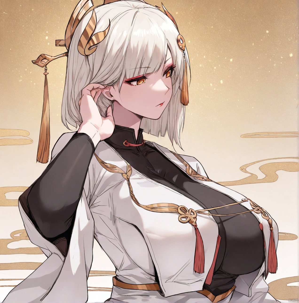 ((very awa)),solo,highly detailed,(best quality),((masterpiece)),1girl,yizuonai,short hair,hair ornament,upper_body,bbbs