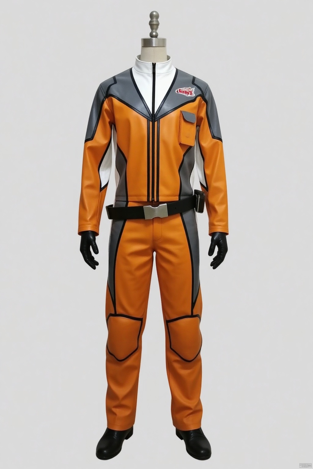 GUYS,helmet,collar,belt,logo,uniform,jacket,pants,gloves,boots,emblem,orange jacket,grey pants,orange jacket with grey and white line,orange jacket with white collar,grey pants with white line
