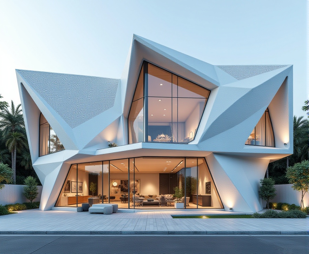 There are two perspective views on the Left and Right : One is A close-up 3D design of a minimalist shop house featuring s...