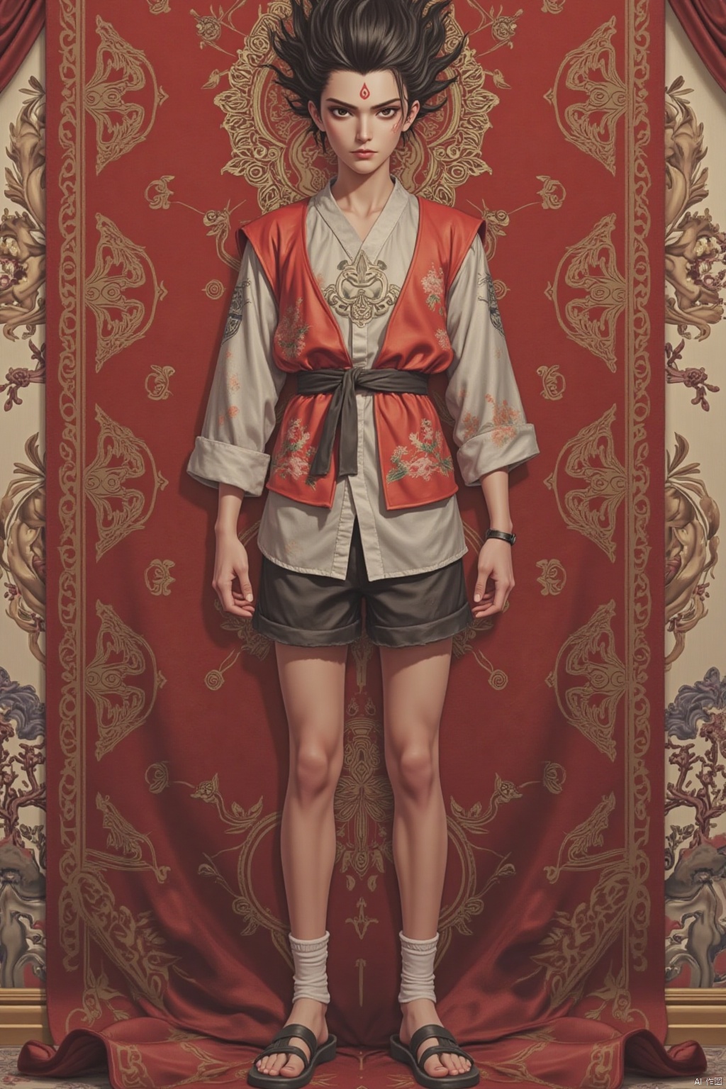 solo,  1boy, Nezha,forehead mark