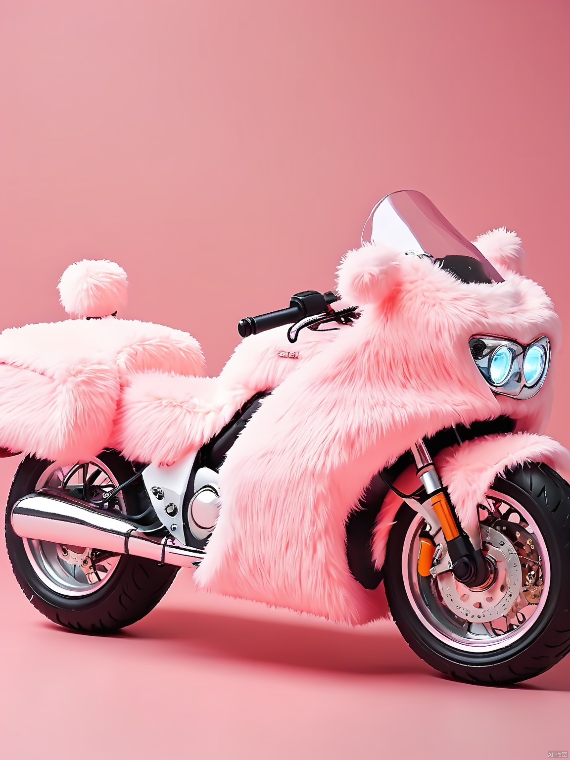SDZT, A furry pink motorcycle minimalist style clean introductory background bright dreamy high definition,plush style