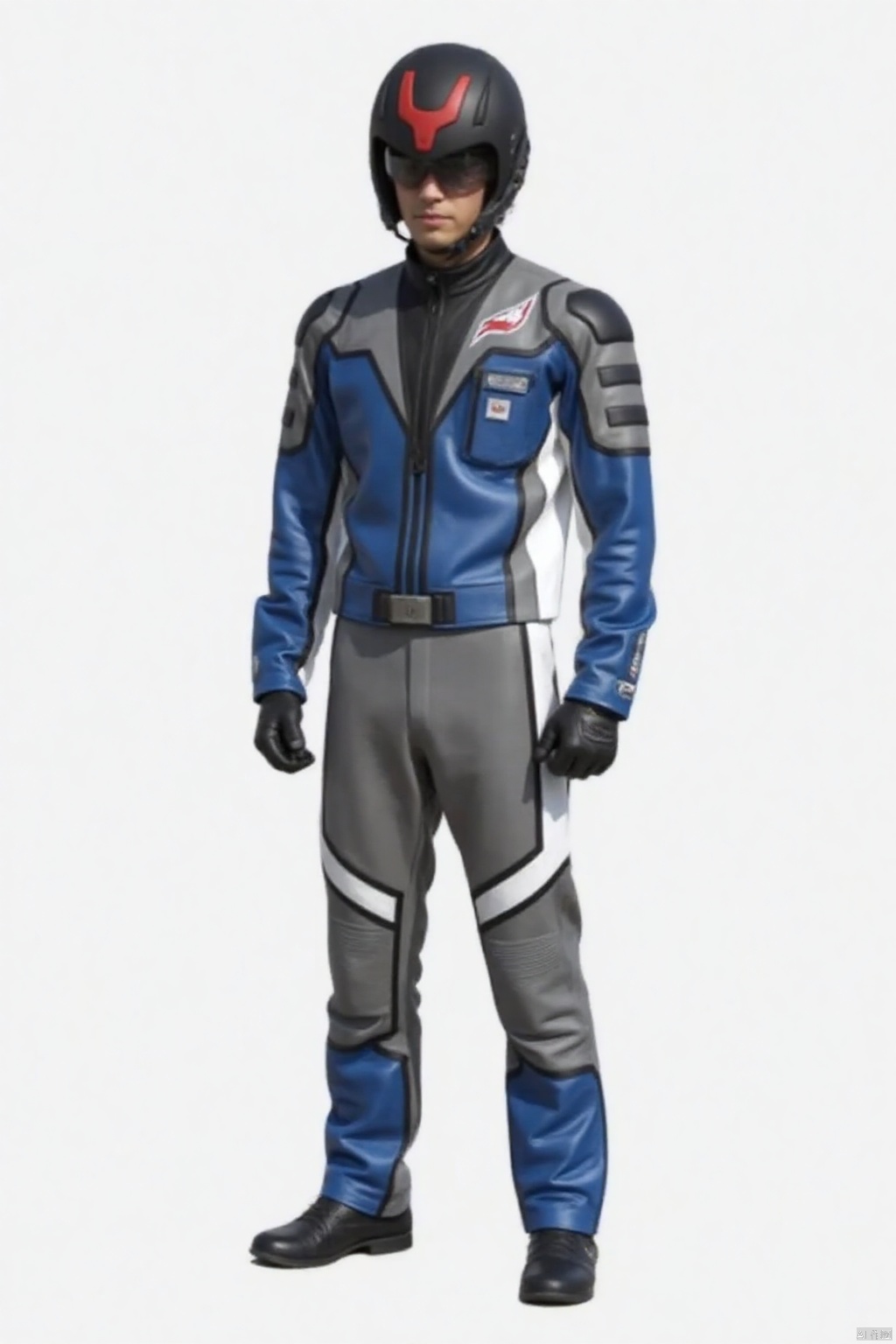 GUYS,helmet,collar,belt,logo,uniform,jacket,pants,gloves,boots,emblem,blue jacket,grey pants,blue jacket with grey and white line,blue jacket with black collar,grey pants with white line