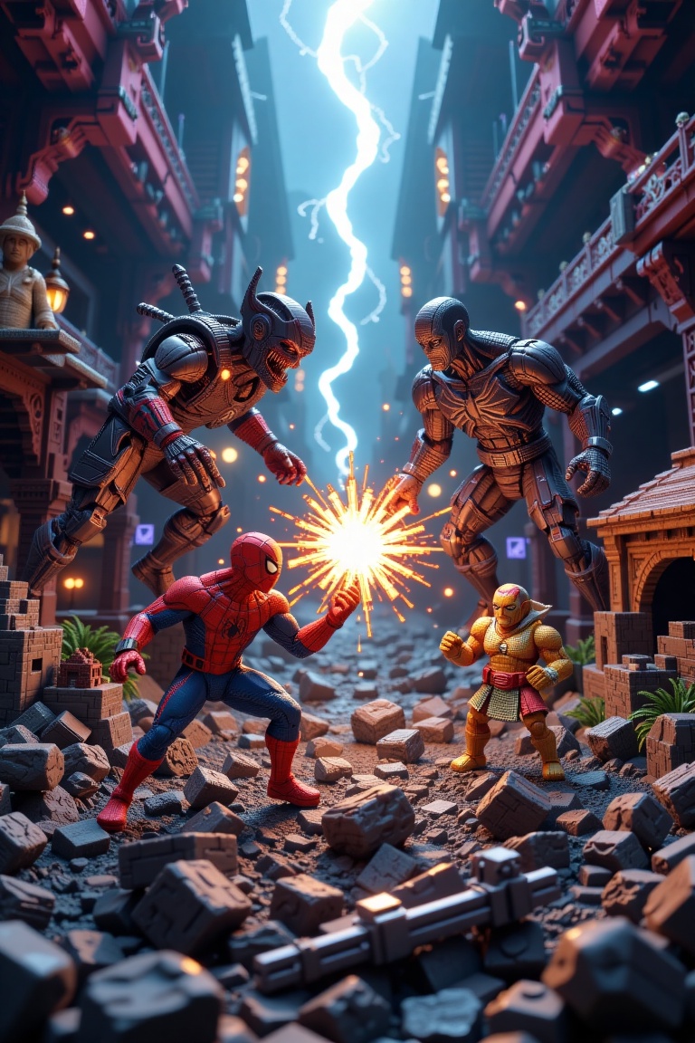 voxel art,  voxelart,  thanos fight on Tensor.Art