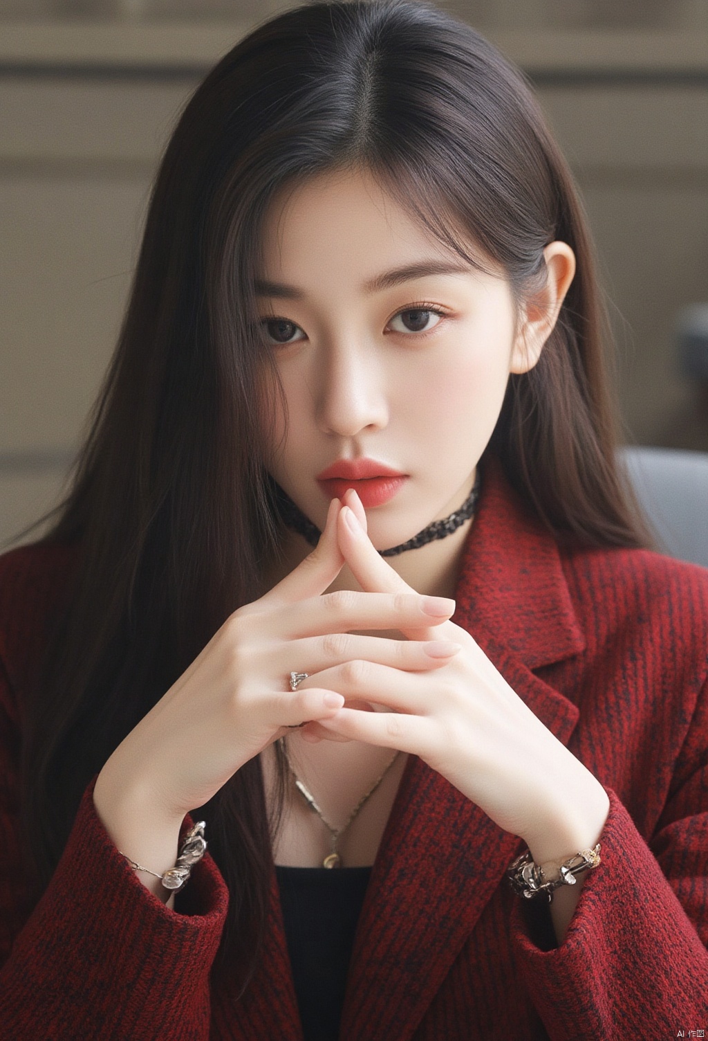 sexy korean secretary lady being sensual and erotic naughty and teasing in the office,choker,, ,score_9, score_8_up, score_7_up, score_6_up,, ,masterpiece, best quality, intricate detail,