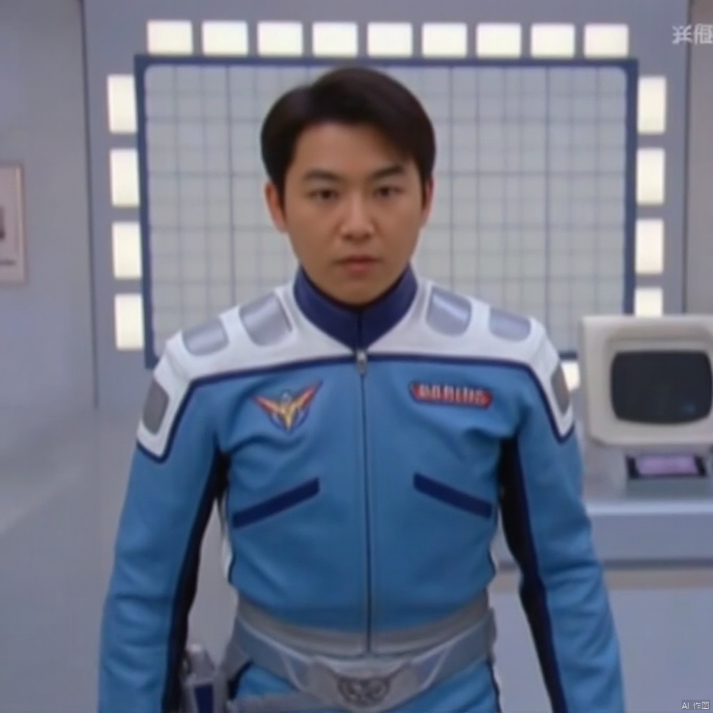 EYES,collar,belt,logo,uniform,jacket,pants,gloves,boots,emblem,blue jacket,blue pants,blue jacket with grey and white line,blue pants with white line