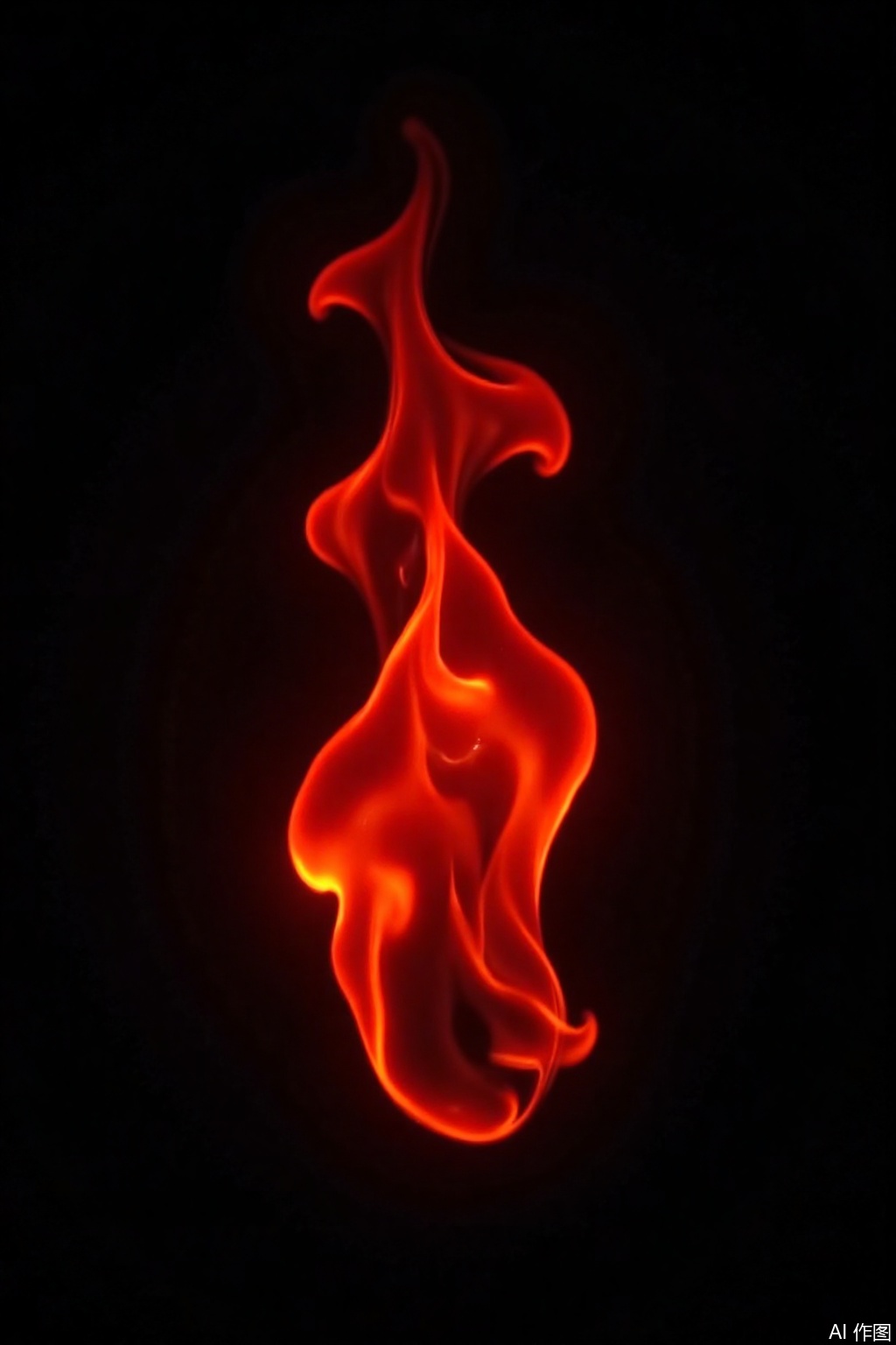 Minimalist flame art, pure red flames exist independently in a black background, the flame shape is simple and smooth, without unnecessary decoration, highlighting the power and beauty of the flame with strong color contrast and simple composition. The picture is full of tension, with a matte texture and low saturation treatment.