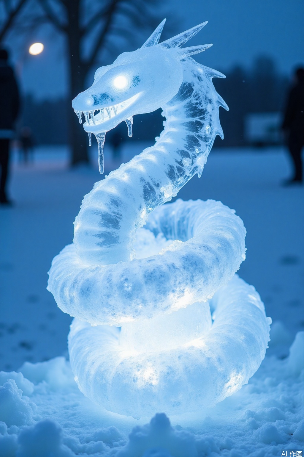 ice carving,ice carving,A white snake,snow