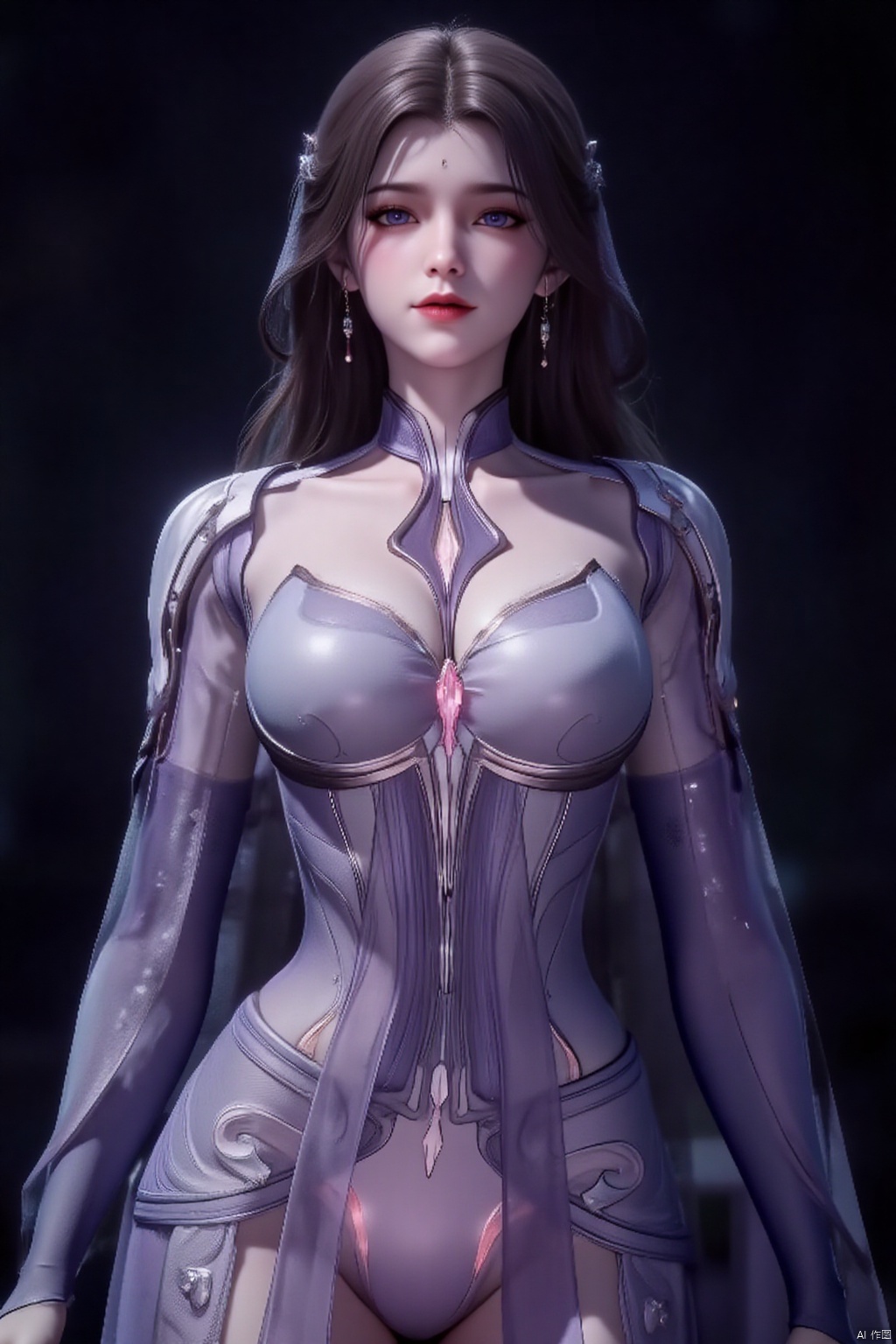Masterpiece, best quality, super detailed, 16K, realistic, 1 girl, solo, (Big breasts :1.3), whole body, blue pattern, jewelry, Dress, gilt texture, (simple background :1.3), (black background :1.4), slim waist, sussusers,