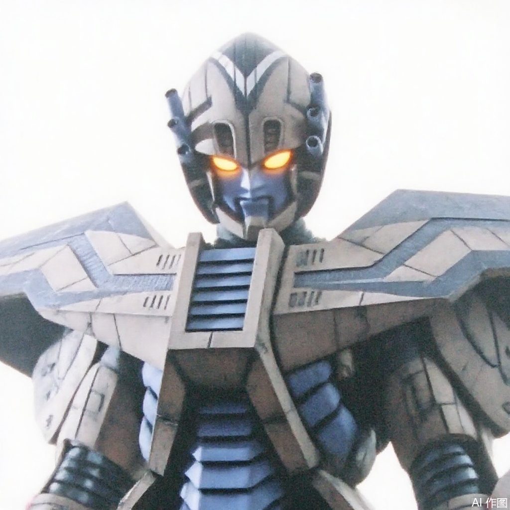 masterpiece, best quality,solo,(white background:1.2),simple background,
looking at viewer,ultraman,silver bodysuit,silver gloves,legwear,gloves,boots,cover,mask,plugsuit,armor,bodysuit,red pattern on body,silver tight-fitting,silver footwear,helmet,leather suit,latex,tokusatsu,no humans,science fiction,silver head,hard mask,no smile,no eyes,no nose,silver rubber bodysuit with red line,armor,helmet,super robot,machinery,mecha