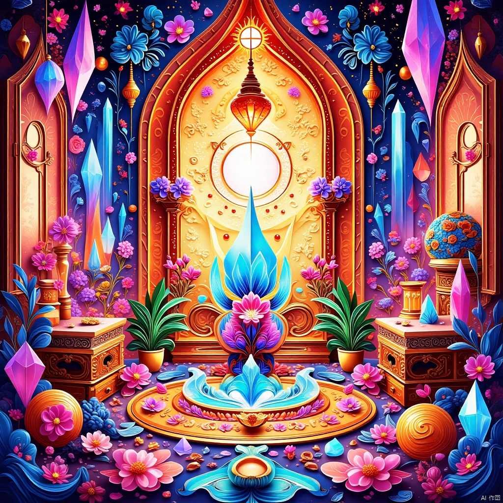  no humans,plant,chair,window,indoors,table,computer,lamp,tree,hole,sunshine,LZBG, LZBG, Sugar painting,Multicolored crystal,Crystal world