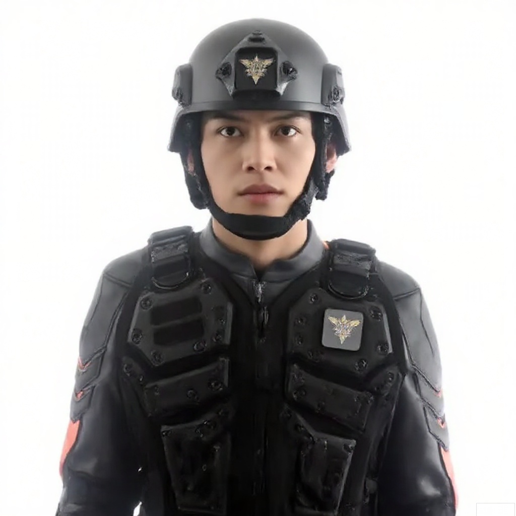 masterpiece, best quality,solo,(white background:1.2),simple background,
looking at viewer,guts-s,helmet,collar,belt,military uniform,logo,uniform,jacket,helmet,fingerless gloves,gloves,boots,emblem,pants,bodysuit,belt pouch,armband,military,bulletproof vest,black gloves,belt,pants,black footwear,knee pads,police,tactical clothes