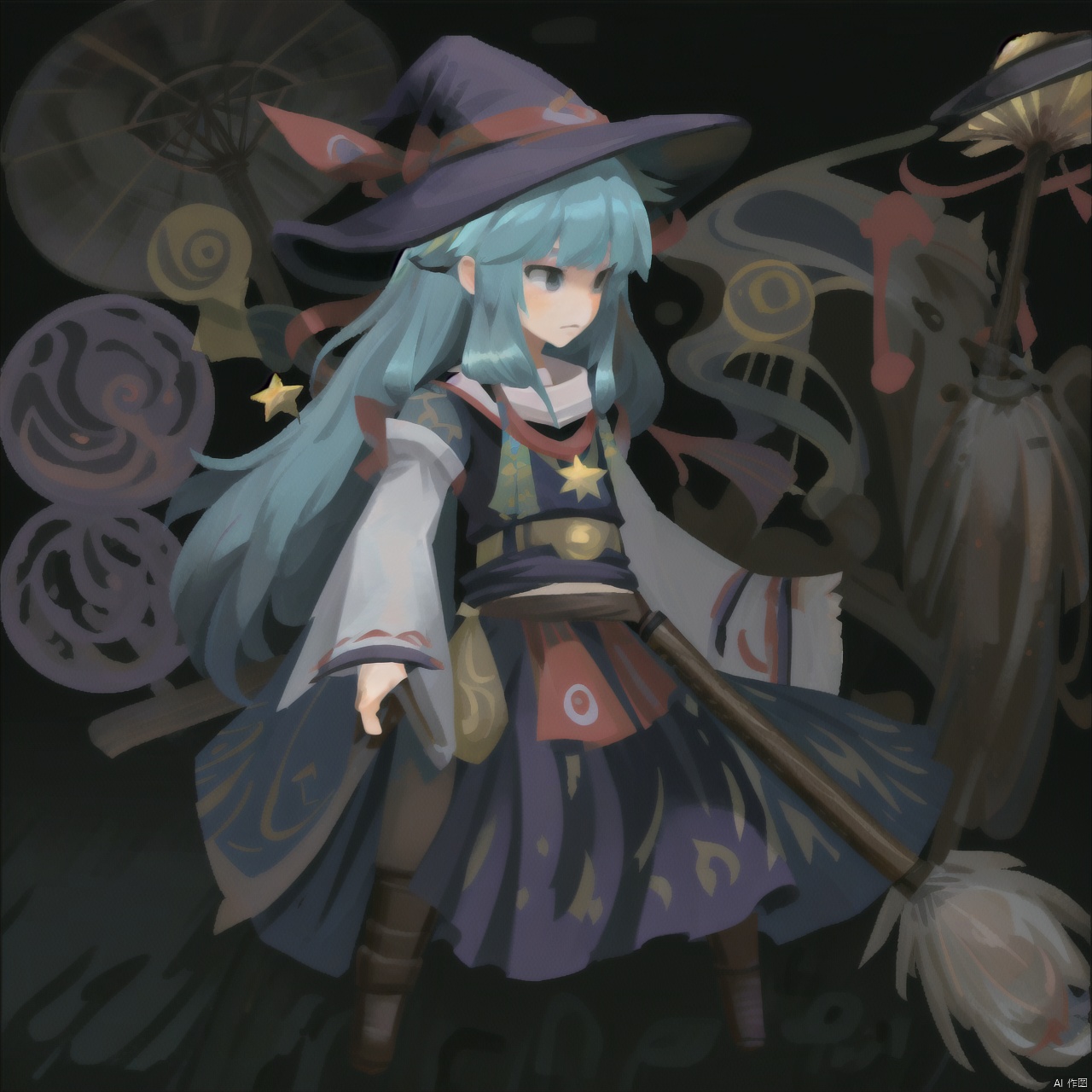 no human,hat, weapon, star \(symbol\), witch hat, umbrella, ground vehicle, broom, gohei, watercraft, spacecraft, ufo, hakurei reimu, kirisame marisa, patchouli knowledge, cirno, komeiji koishi, moriya suwako, hinanawi tenshi, yasaka kanako, usami renko