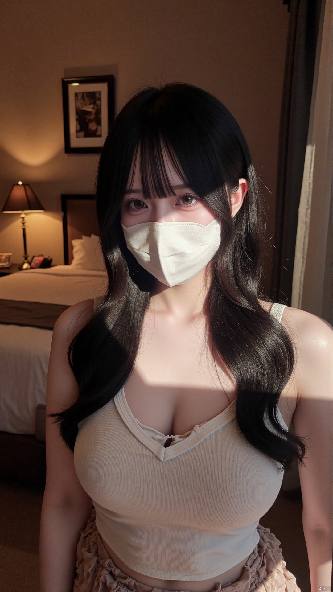 wearing a mask,8k, RAW photo, best quality, masterpiece,,backlight, illumination Pro, ((poakl)),1girl