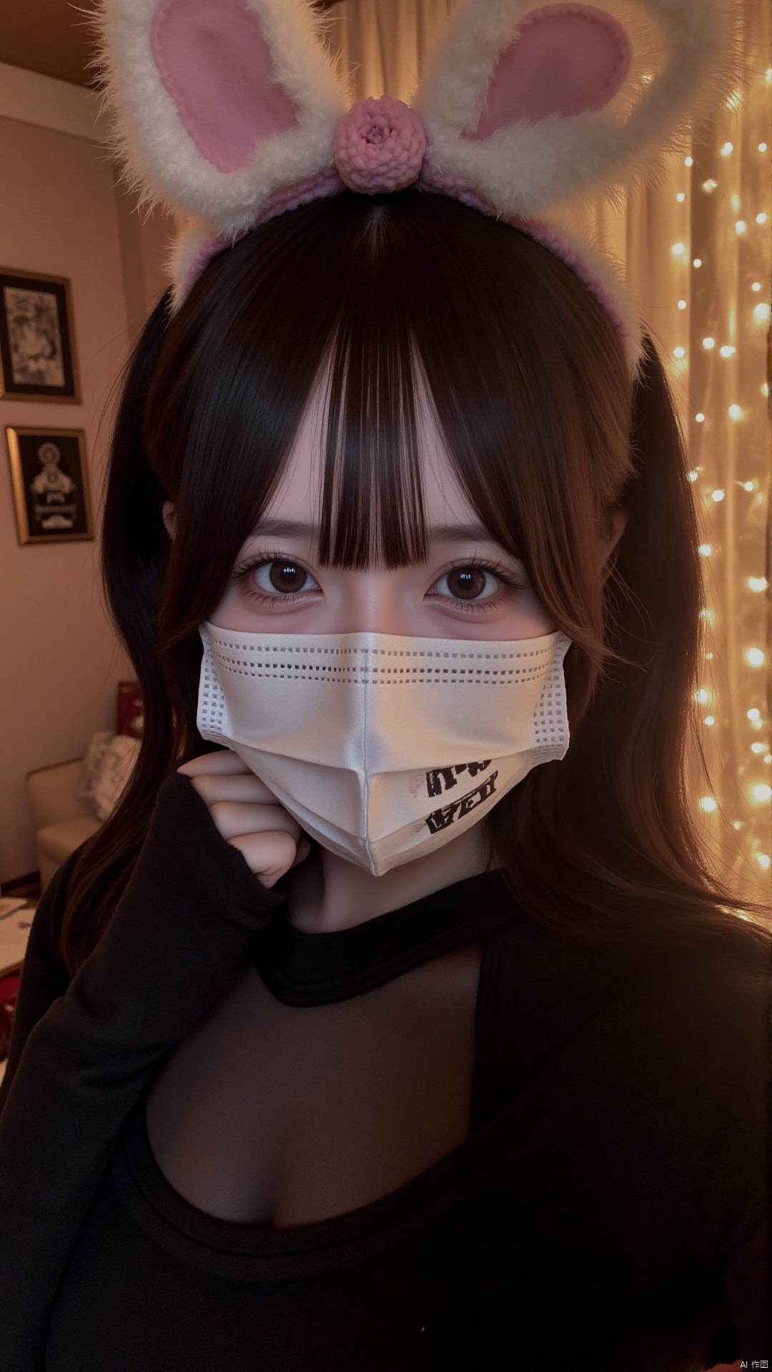 wearing a mask,8k, RAW photo, best quality, masterpiece,,backlight, illumination Pro, ((poakl)),1girl