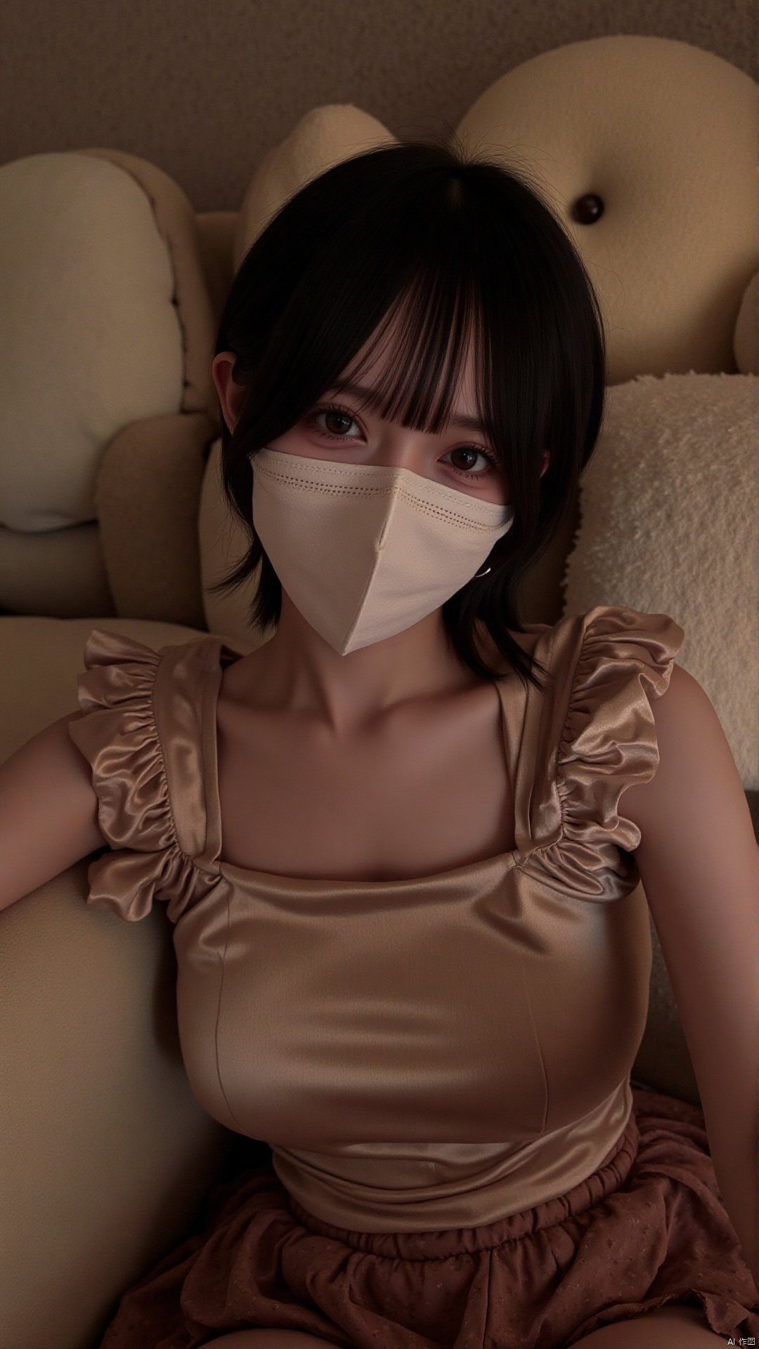 wearing a mask,8k, RAW photo, best quality, masterpiece,,backlight, illumination Pro, ((poakl)),1girl