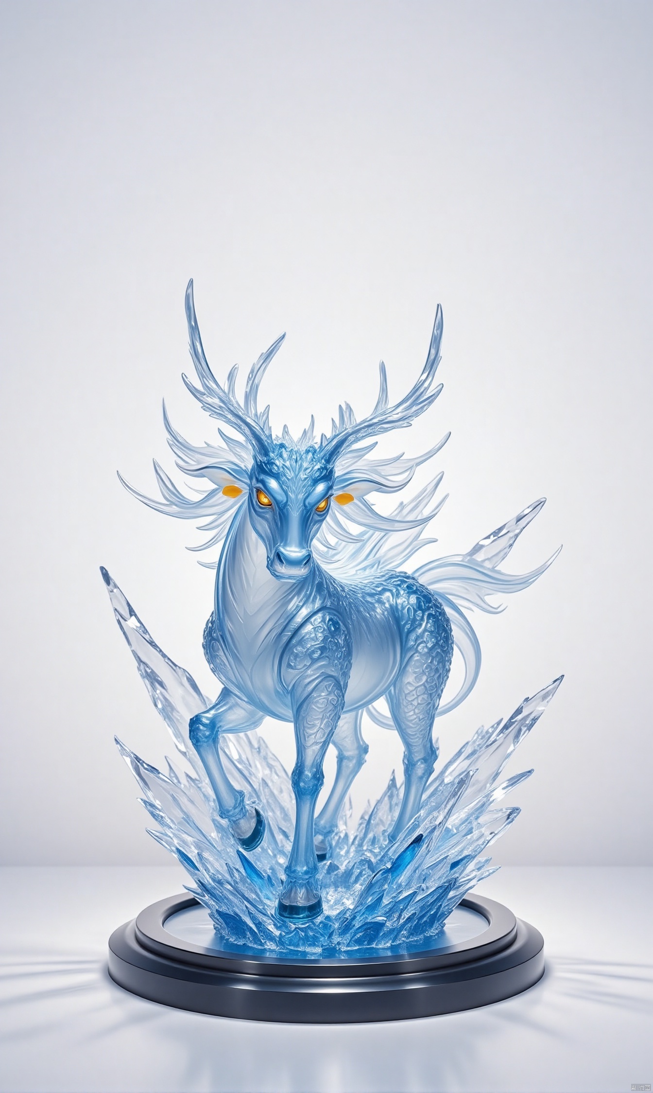 simple background, white background, yellow eyes, , grey background, water, blurry, no humans,cattle,ic_figurine