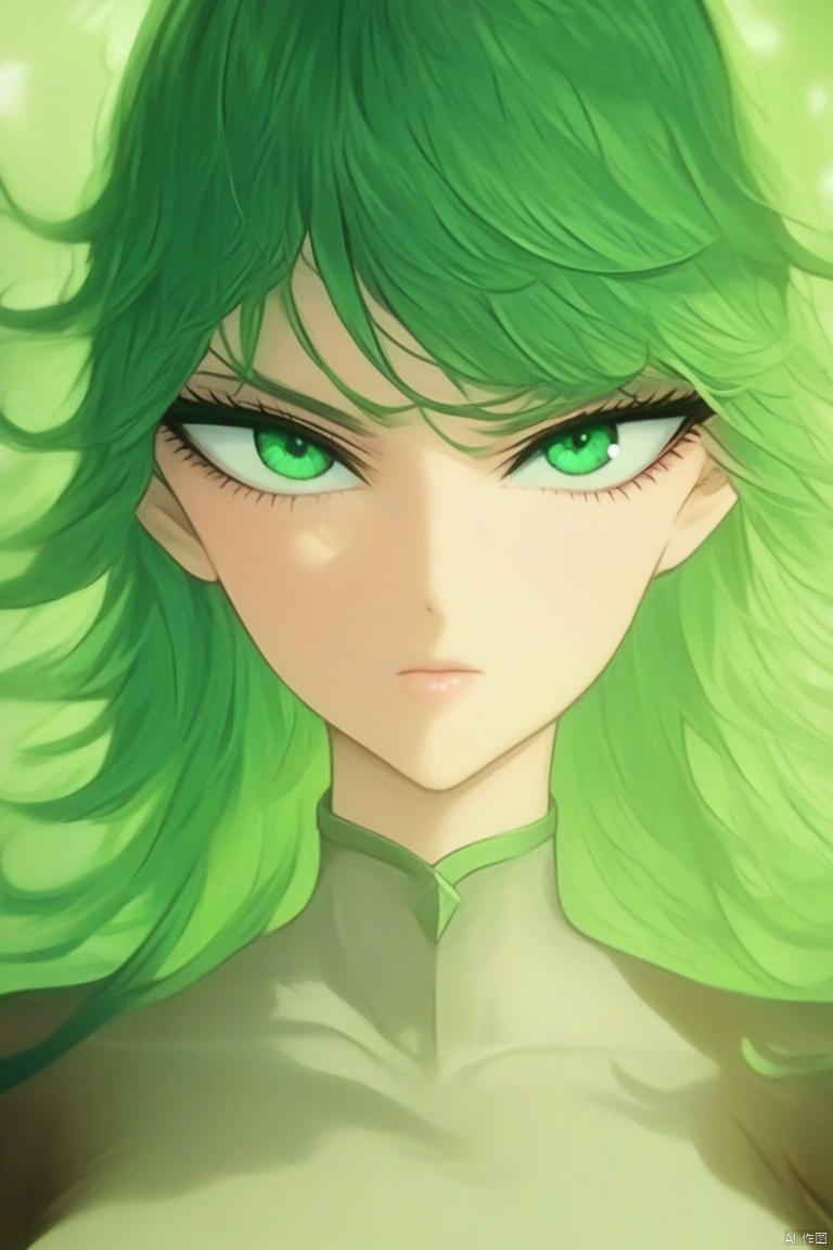longjuan,1girl,green_eyes,green_hair,upper_body