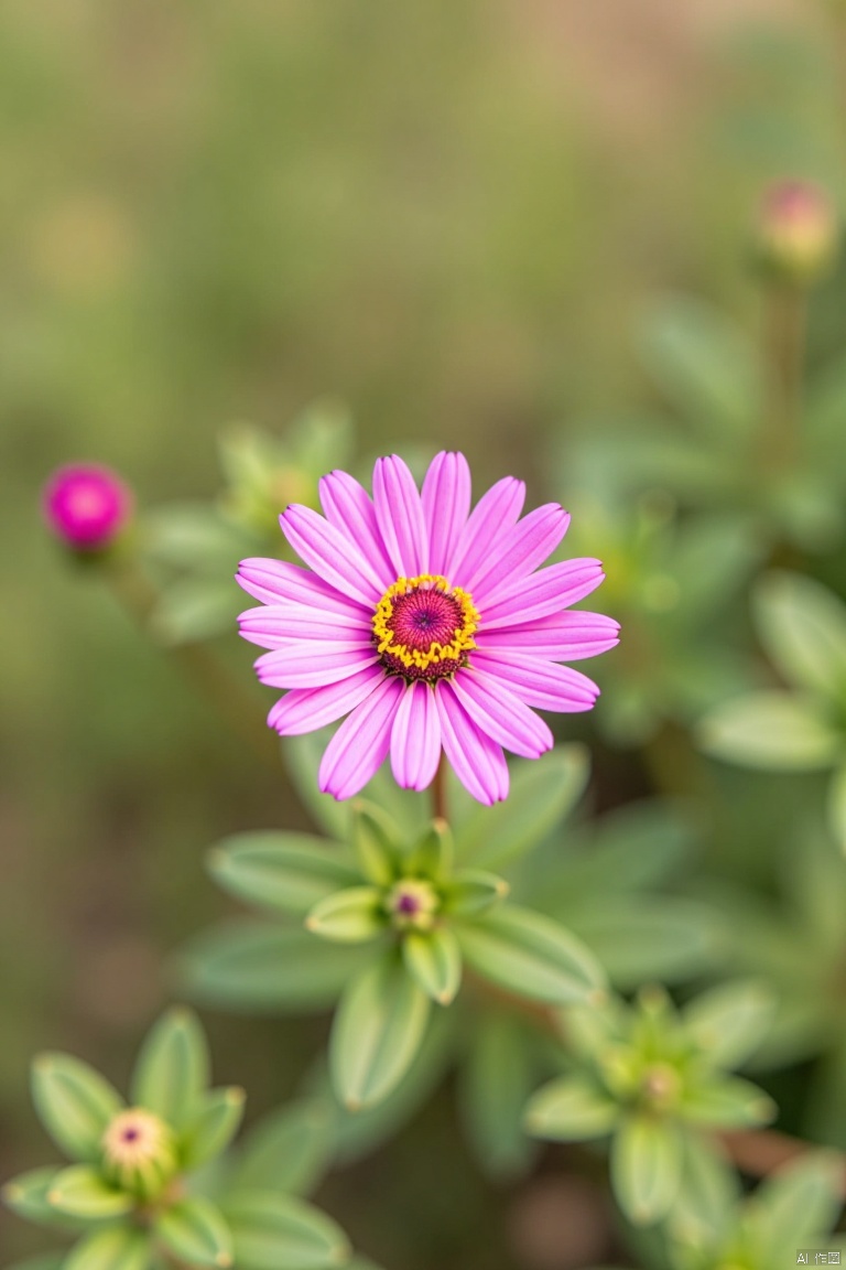 flower, outdoors, blurry, no humans, plant, nature, scenery, pink flower, bush, still life