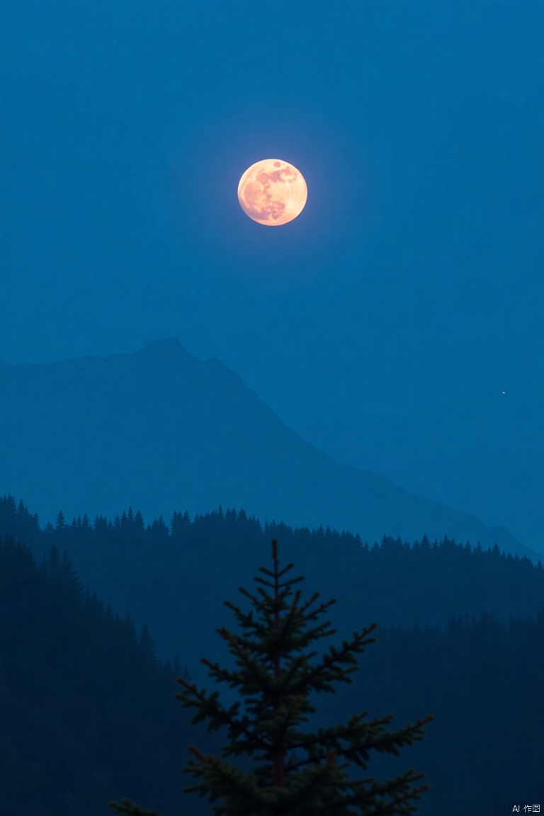 solo, outdoors, tree, no humans, night, moon, nature, scenery, full moon, forest, fog