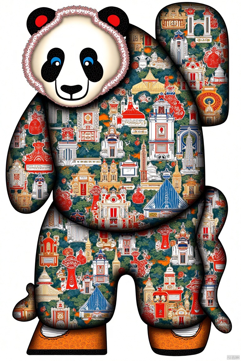 Collage art, Chinese elements, giant pandas,