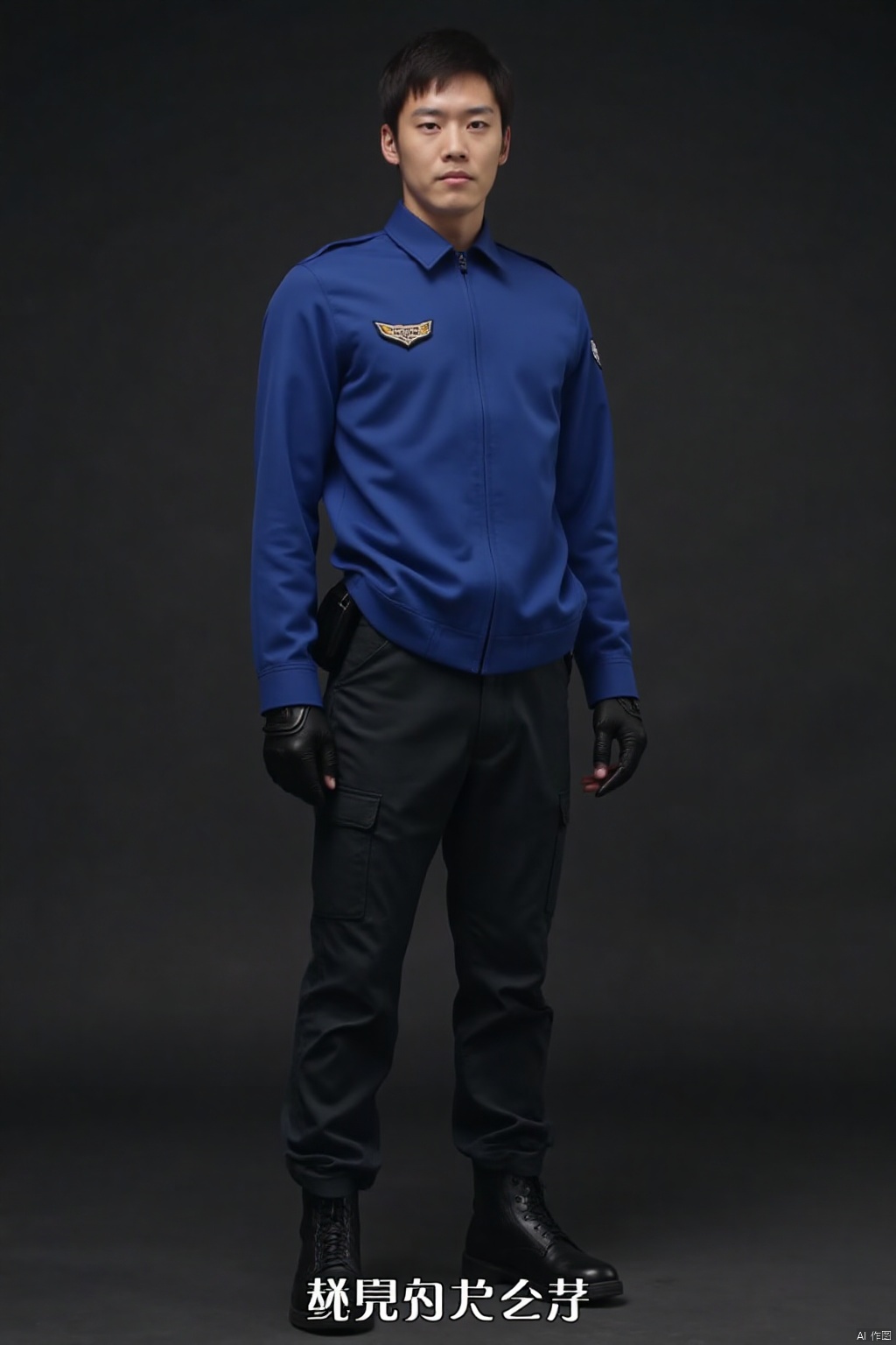 EGIS,collar,belt,logo,uniform,jacket,pants,gloves,boots,emblem,blue jacket,BLACK pants,