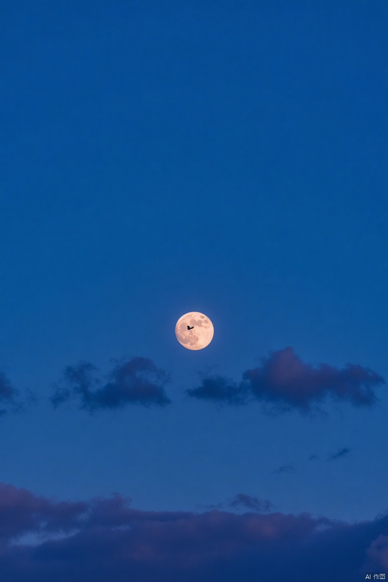 outdoors, sky, cloud, no humans, night, moon, night sky, scenery, full moon, flying, blue theme