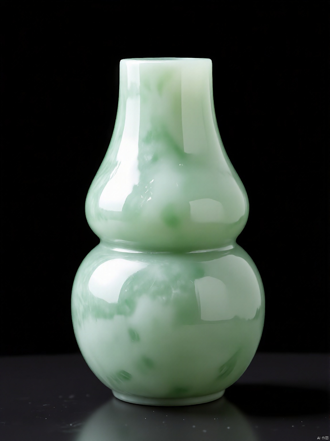 YSCZ, A jade vase, exuding an elegant and timeless aura, stands out against the simplicity of a black display.
