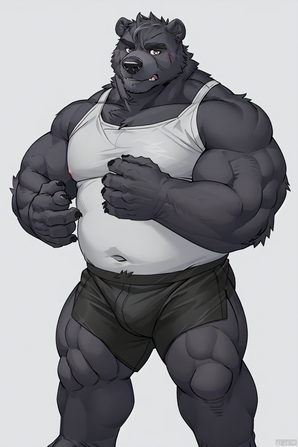 1boy,solo,furry,muscular male,bear furry,bear boy