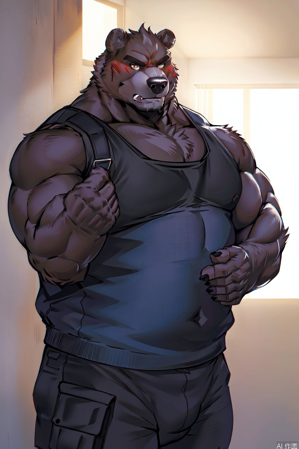 1boy,solo,furry,muscular male,sexy,bear boy