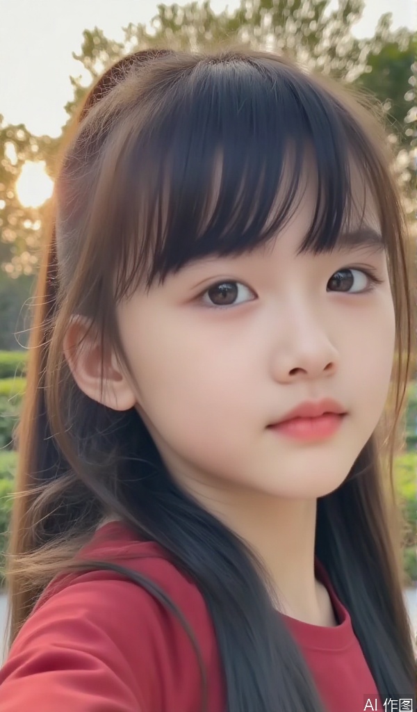 将头发编成鱼骨辫的小女孩,身着一件粉色与白色相间的条纹泳衣,泳衣的胸口处有一个大大的红色蝴蝶结。她站在水上滑梯的顶端,双手紧紧抓住滑梯边缘,脸上露出既兴奋又紧张的表情,即将顺着滑梯滑入下方的水池。滑梯是彩色的,周围有许多小朋友在嬉笑玩耍。午后的阳光洒在水上,反射出五彩的光芒。采用引导线构图,以滑梯为引导线指向小女孩,中景shot,风格活力动感,以粉、白、红、彩色为主色调,突出水上乐园的欢乐氛围和小女孩勇敢尝试的模样。